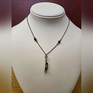 Elegant Black and Pink Necklace 9" long